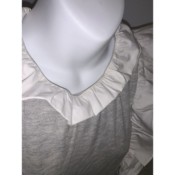 Ted Baker Womens Top Size 3 (6-8) Blouse Sleeveless Ruffle Gray And White - Picture 4 of 7